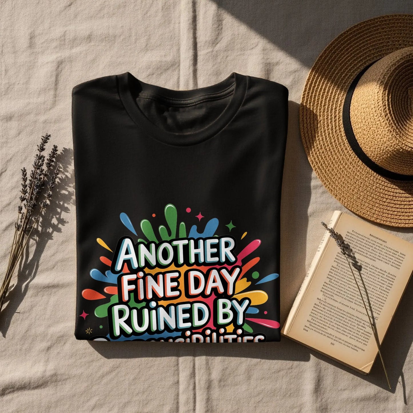 Funny Relatable T-Shirt: "Day Ruined By Responsibilities" Sarcasm