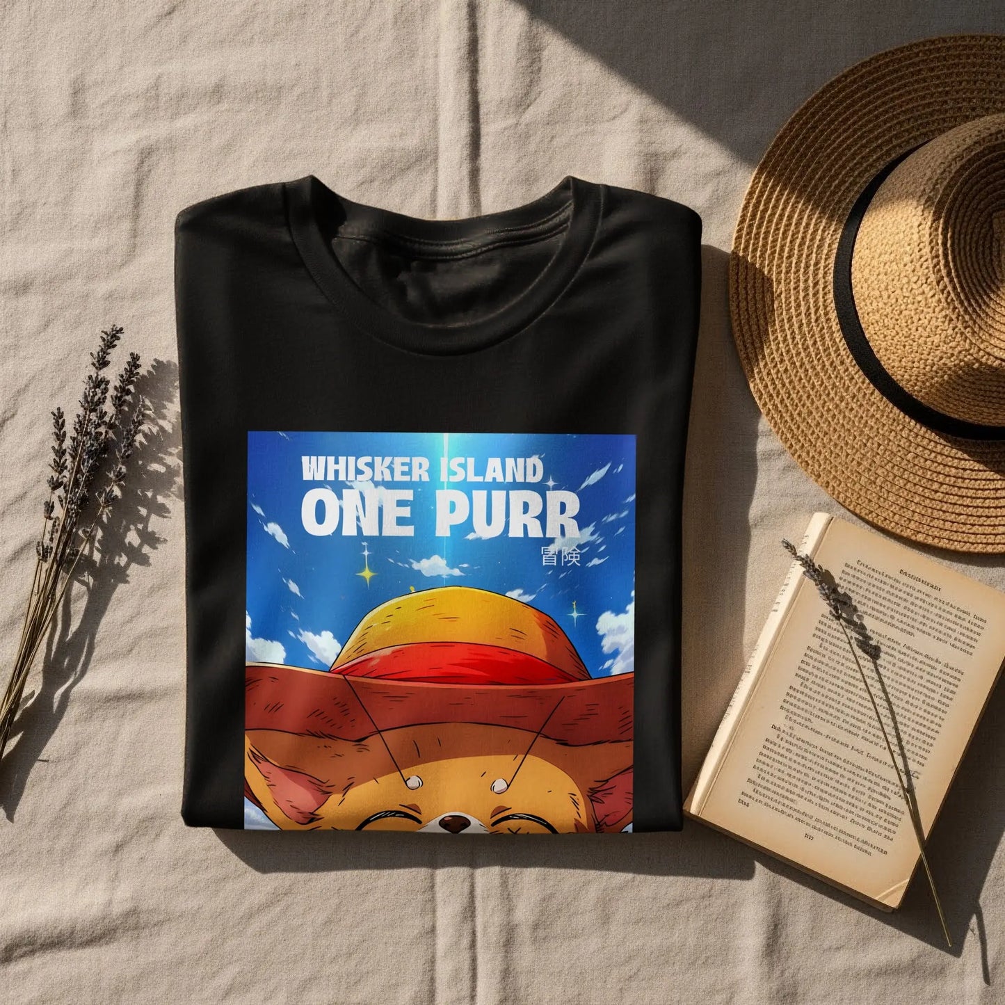 Whisker Island One Purr Animated Cat Pirate Design T-Shirt Boofy