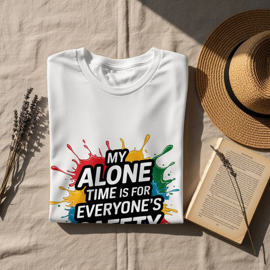 Funny Introvert T-Shirt: "My Alone Time Is For Everyone's Safety"