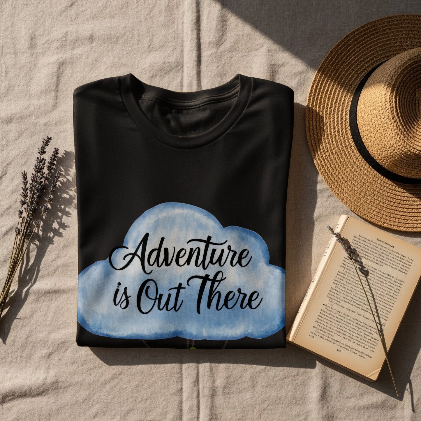Whimsical Adventure T-Shirt: "Adventure Is Out There" House Balloon
