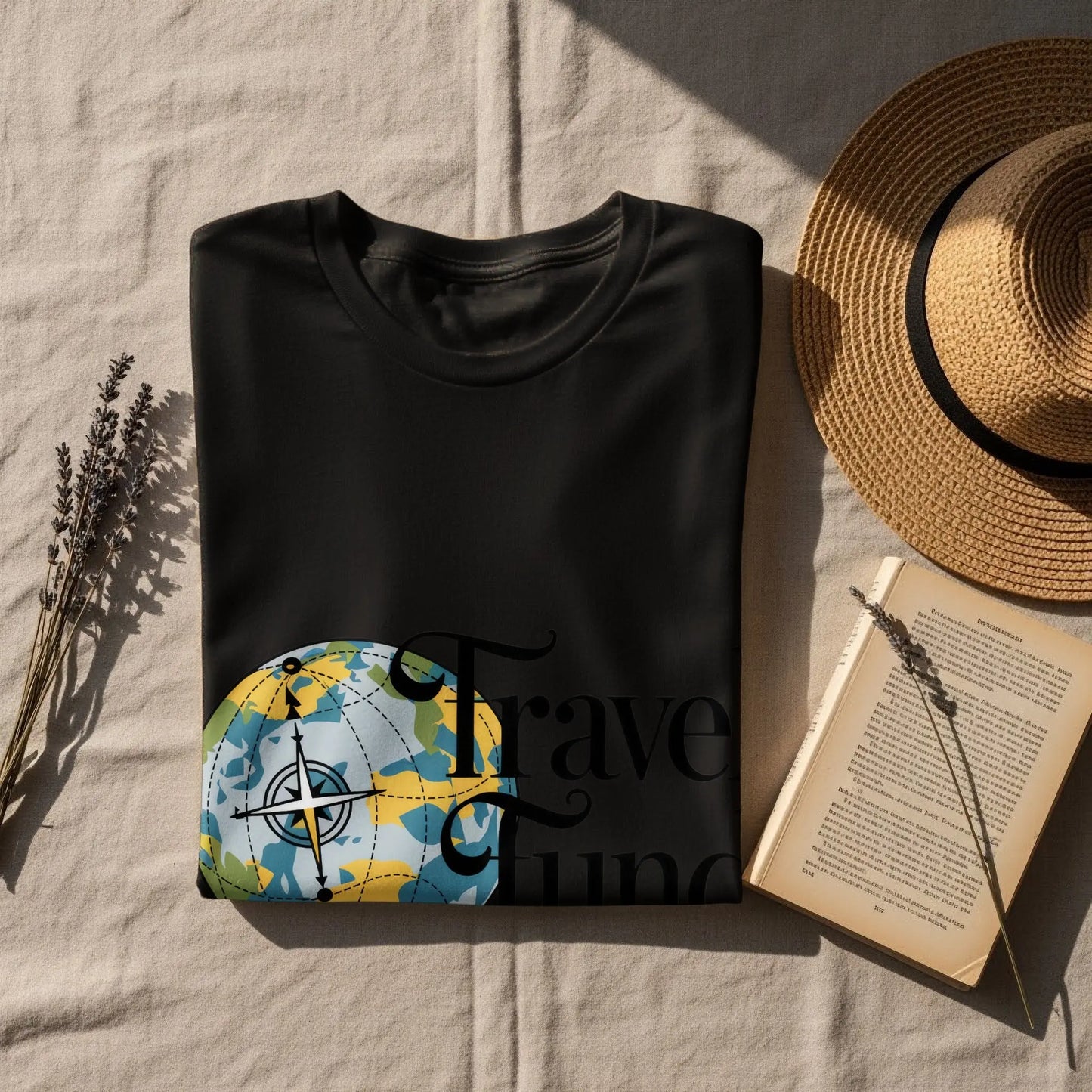 Travel Fund T-Shirt: Earth Compass Globe Artistic Design