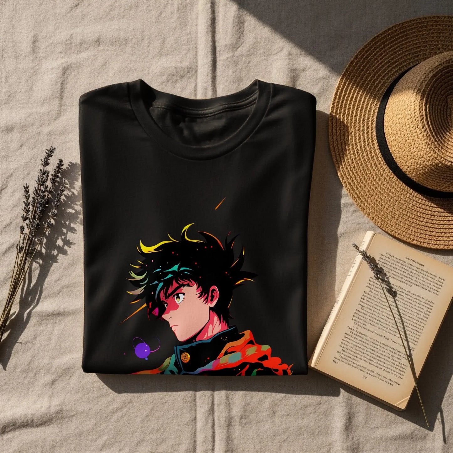 Anime Boy Profile View with Abstract Star Designs T-Shirt Boofy