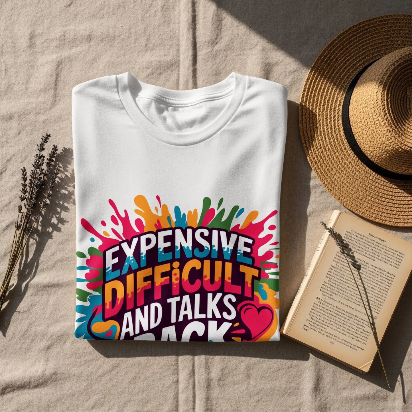 Sassy Statement T-Shirt: "Expensive Difficult And Talks Back" Colorful Text