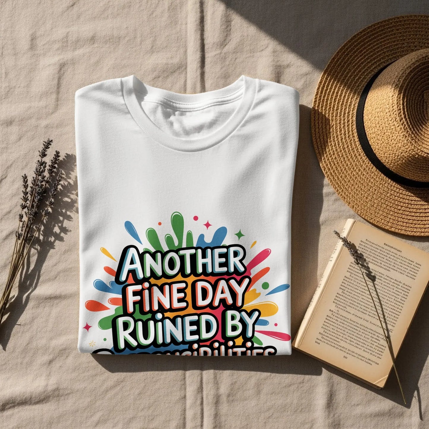 Funny Relatable T-Shirt: "Day Ruined By Responsibilities" Sarcasm