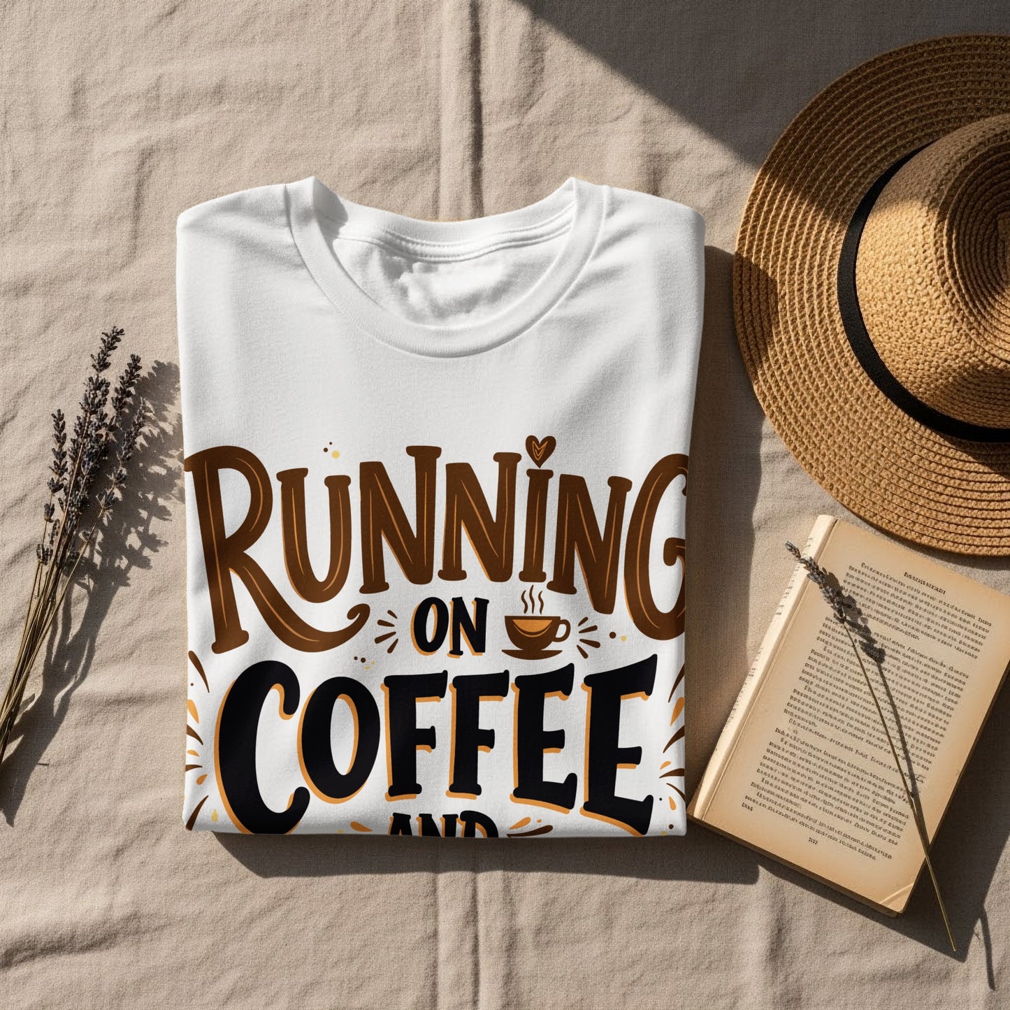 Sarcasm & Coffee T-Shirt: "Running On Coffee And Sarcasm" Graphic