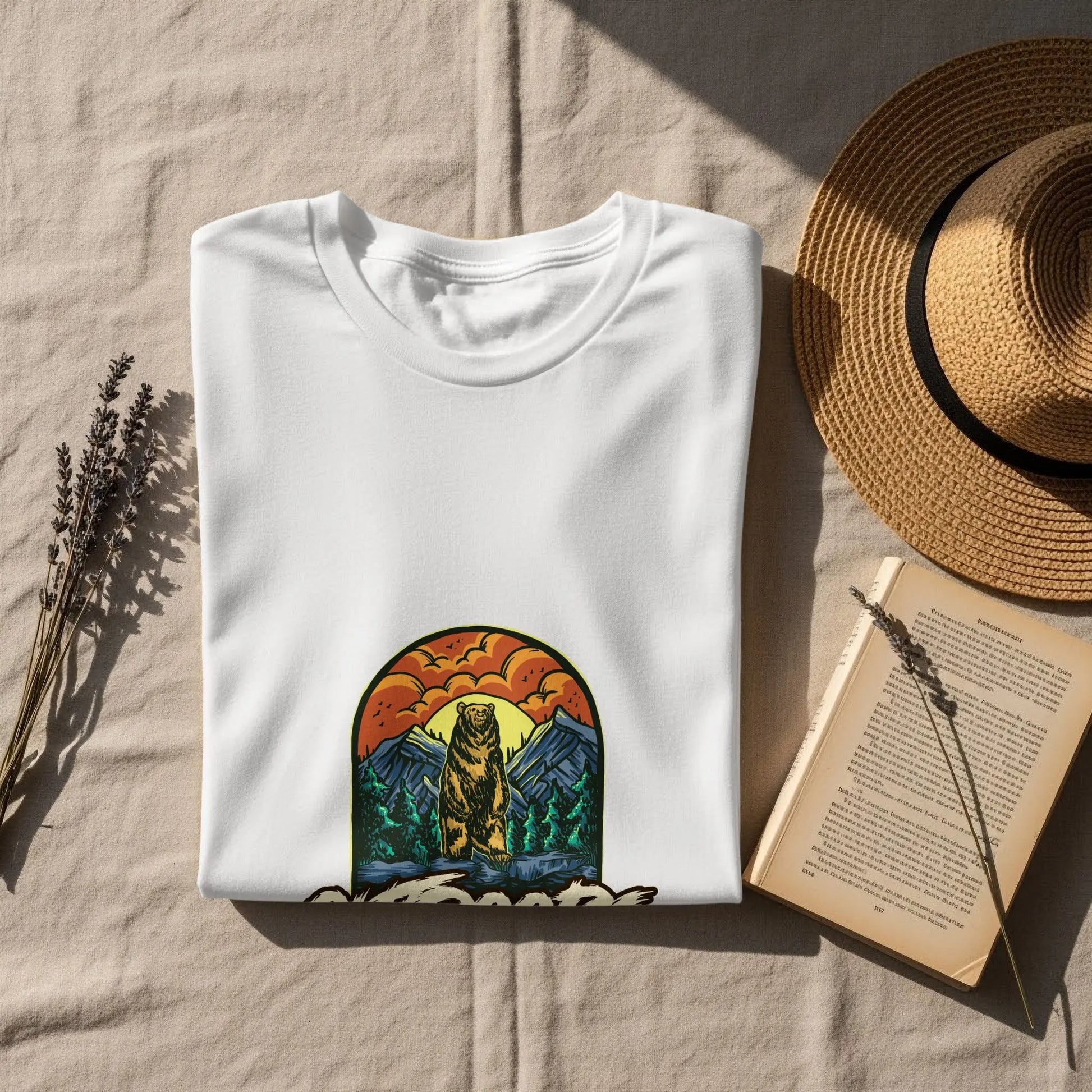Bear Graphic with Mountains Outdoors Unisex T-Shirts My Store
