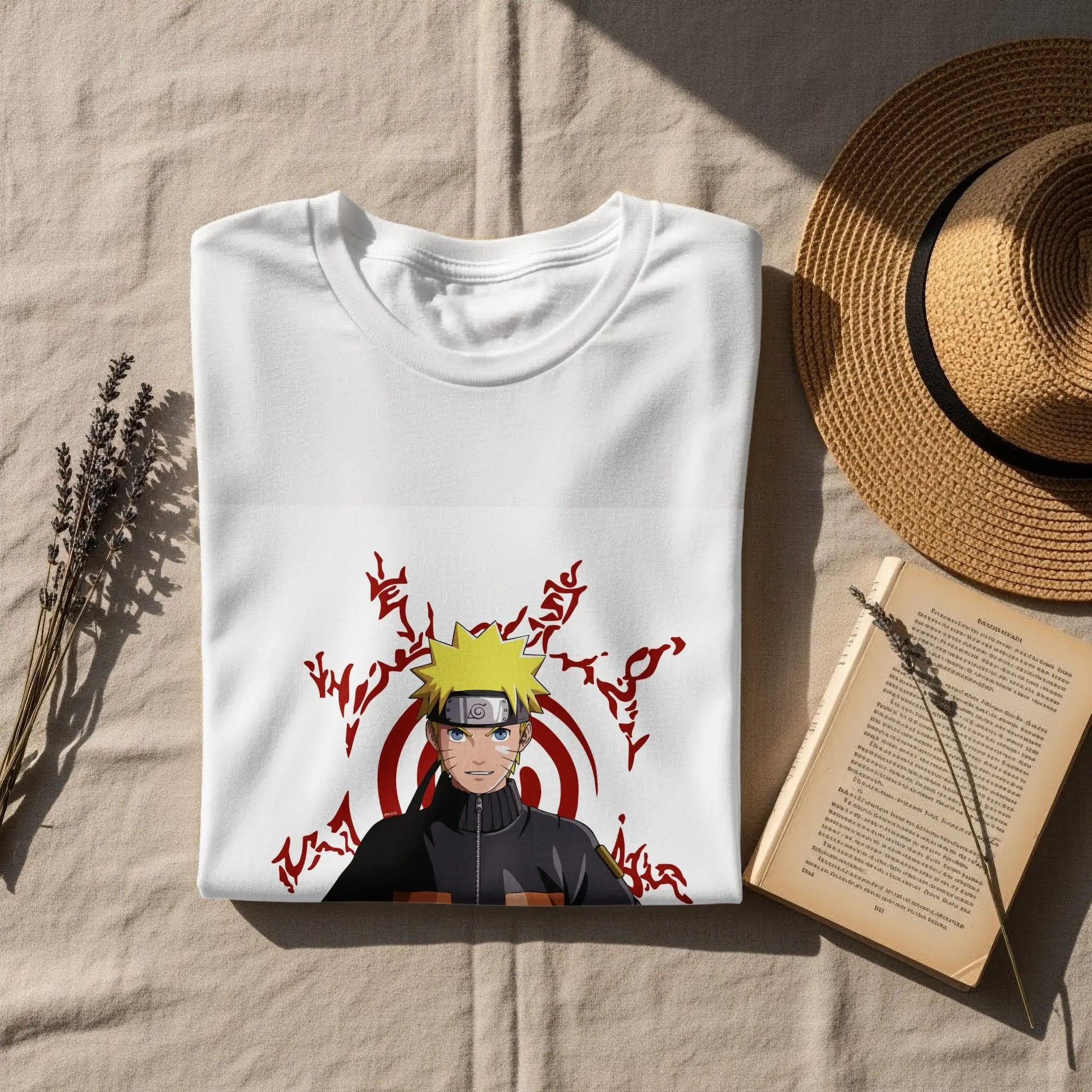 Anime Character Naruto Uzumaki with Symbols Design T-Shirt Boofy