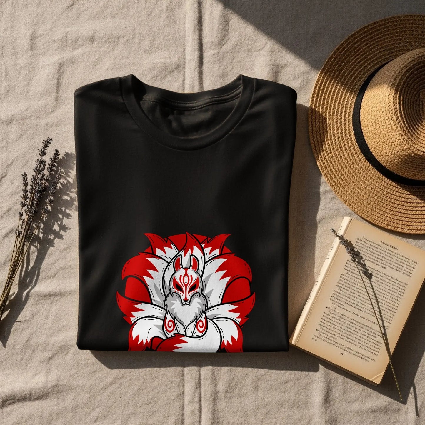Nine Tailed Kitsune Fox Japanese Anime T-Shirt Boofy