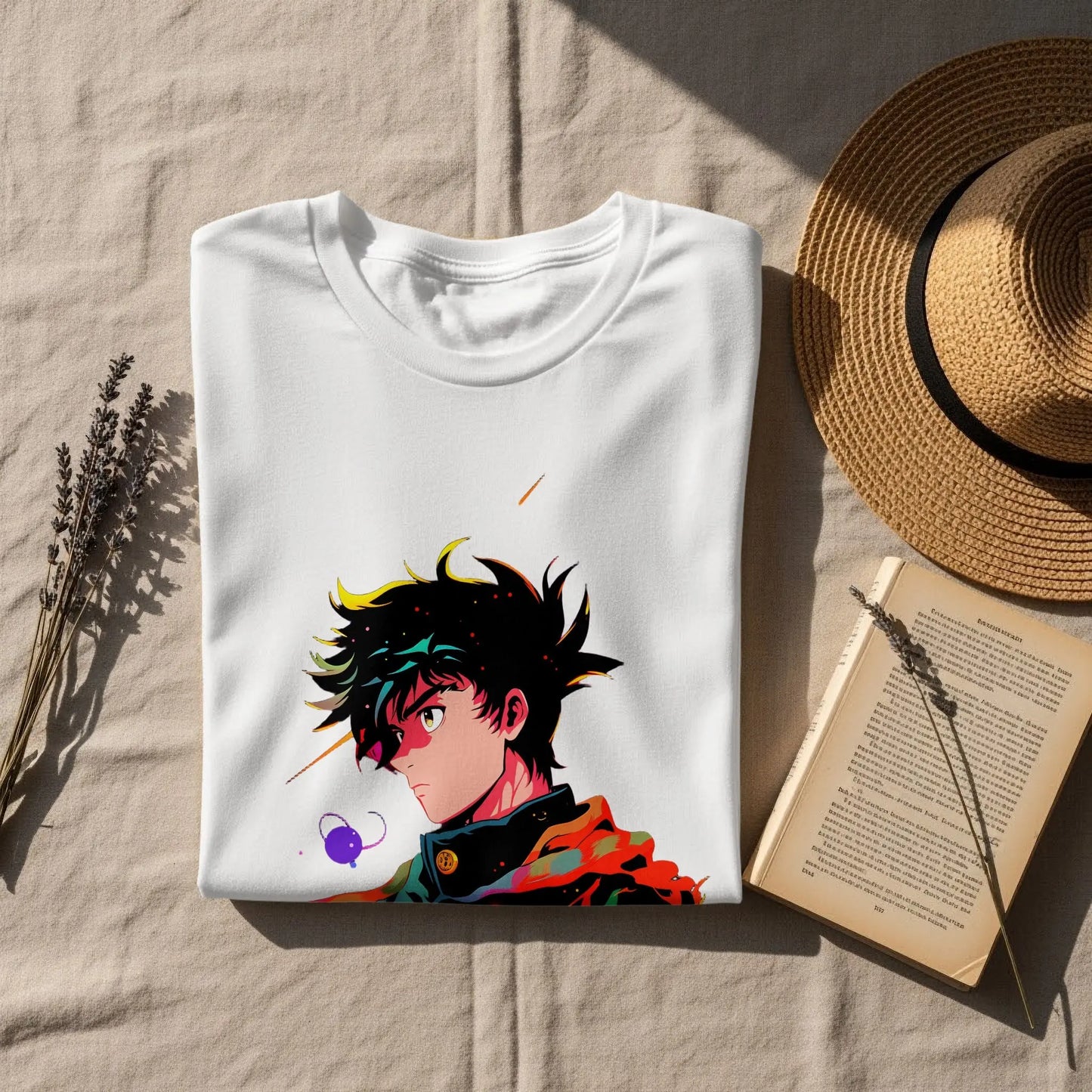 Anime Boy Profile View with Abstract Star Designs T-Shirt Boofy