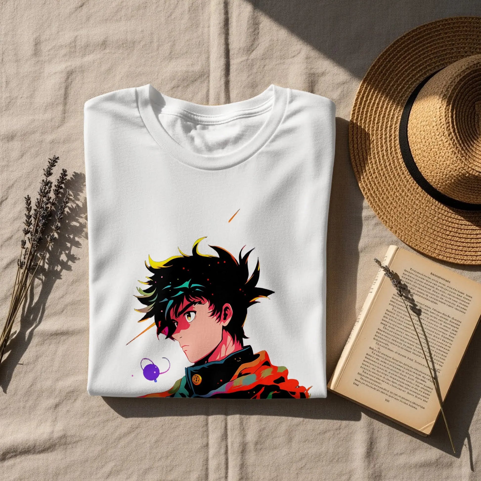 Anime Boy Profile View with Abstract Star Designs T-Shirt Boofy