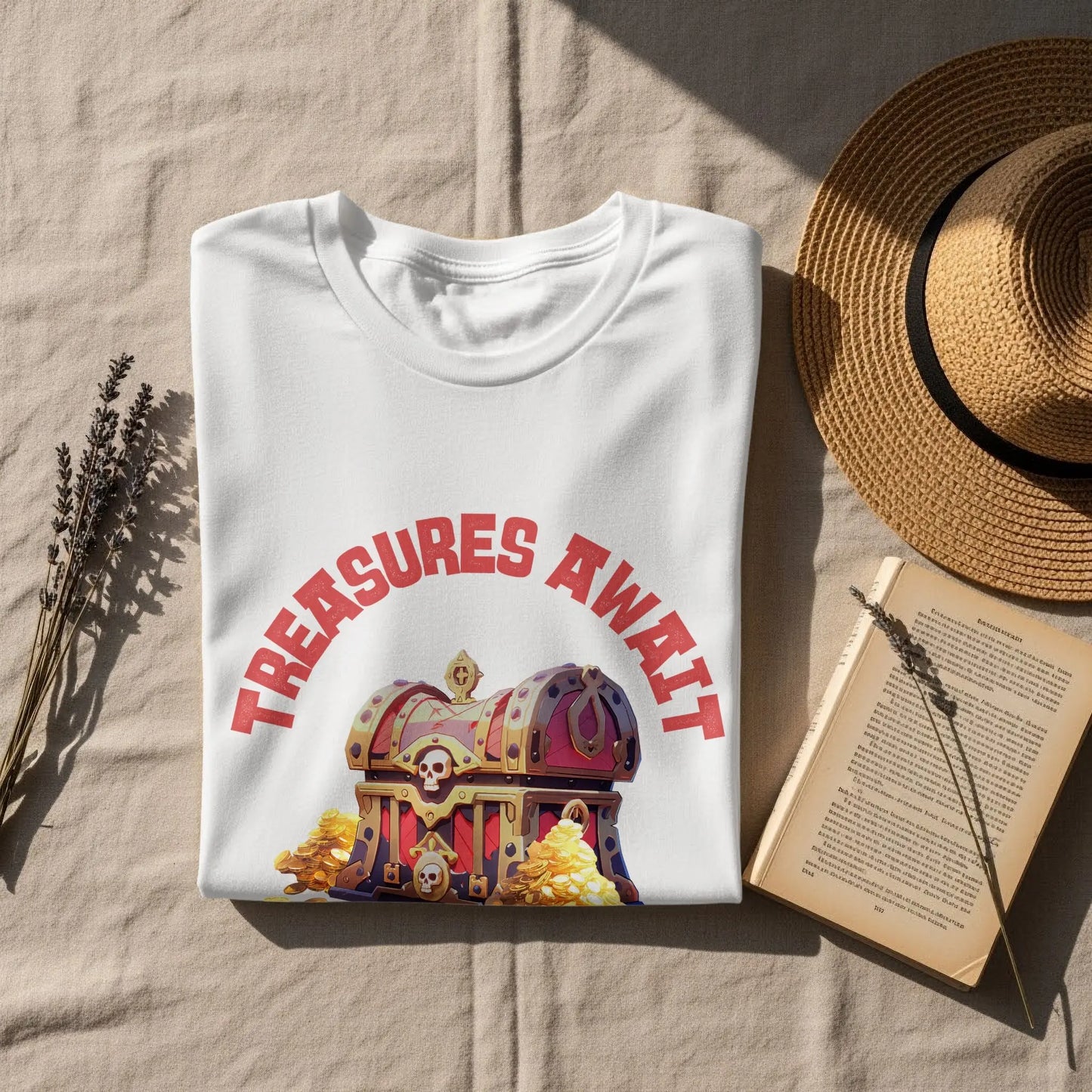 Treasures Await Keep Sailing Pirate Treasure Chest T-Shirt Boofy