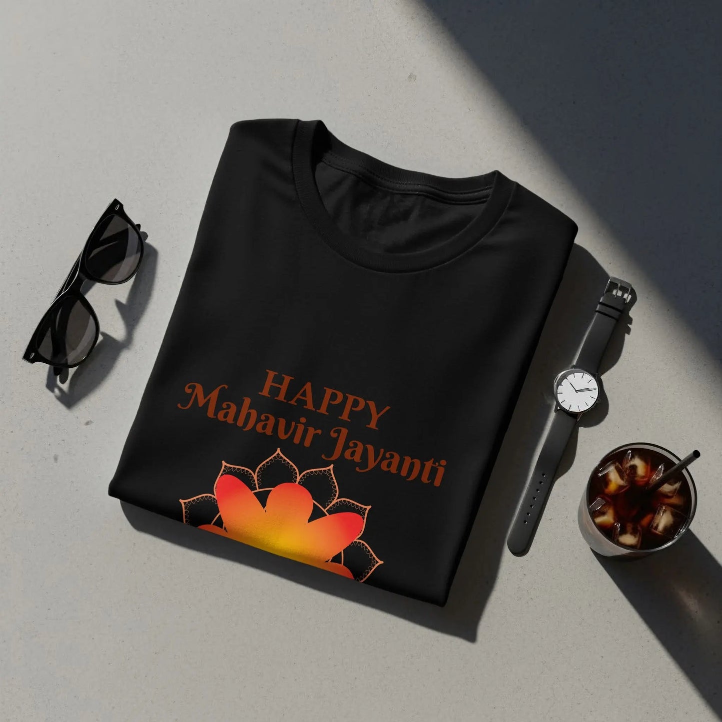 Happy Mahavir Jayanti Silhouette Meditation Print T-Shirts Boofy