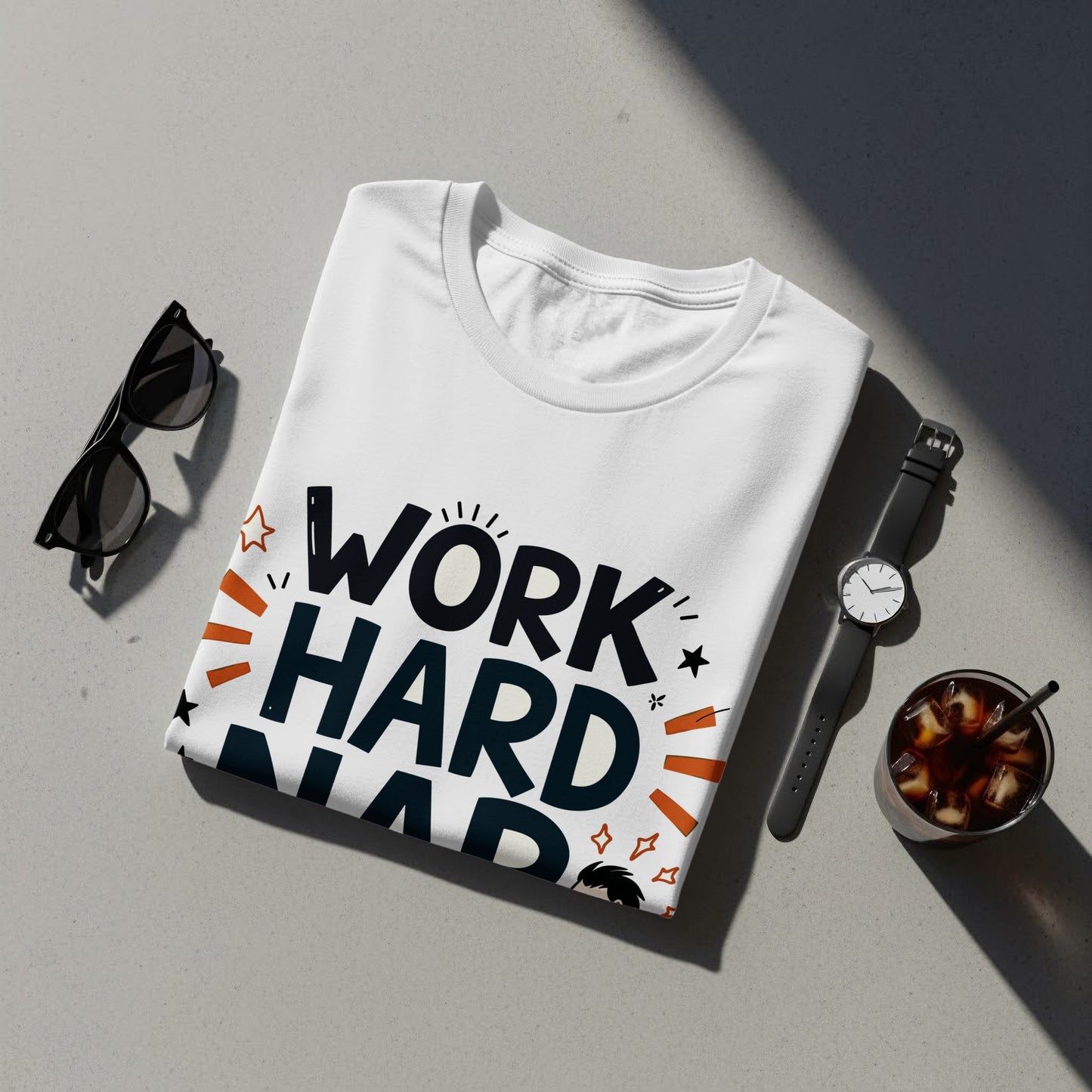 Work Hard Nap Harder Cute Design Illustration T-Shirts