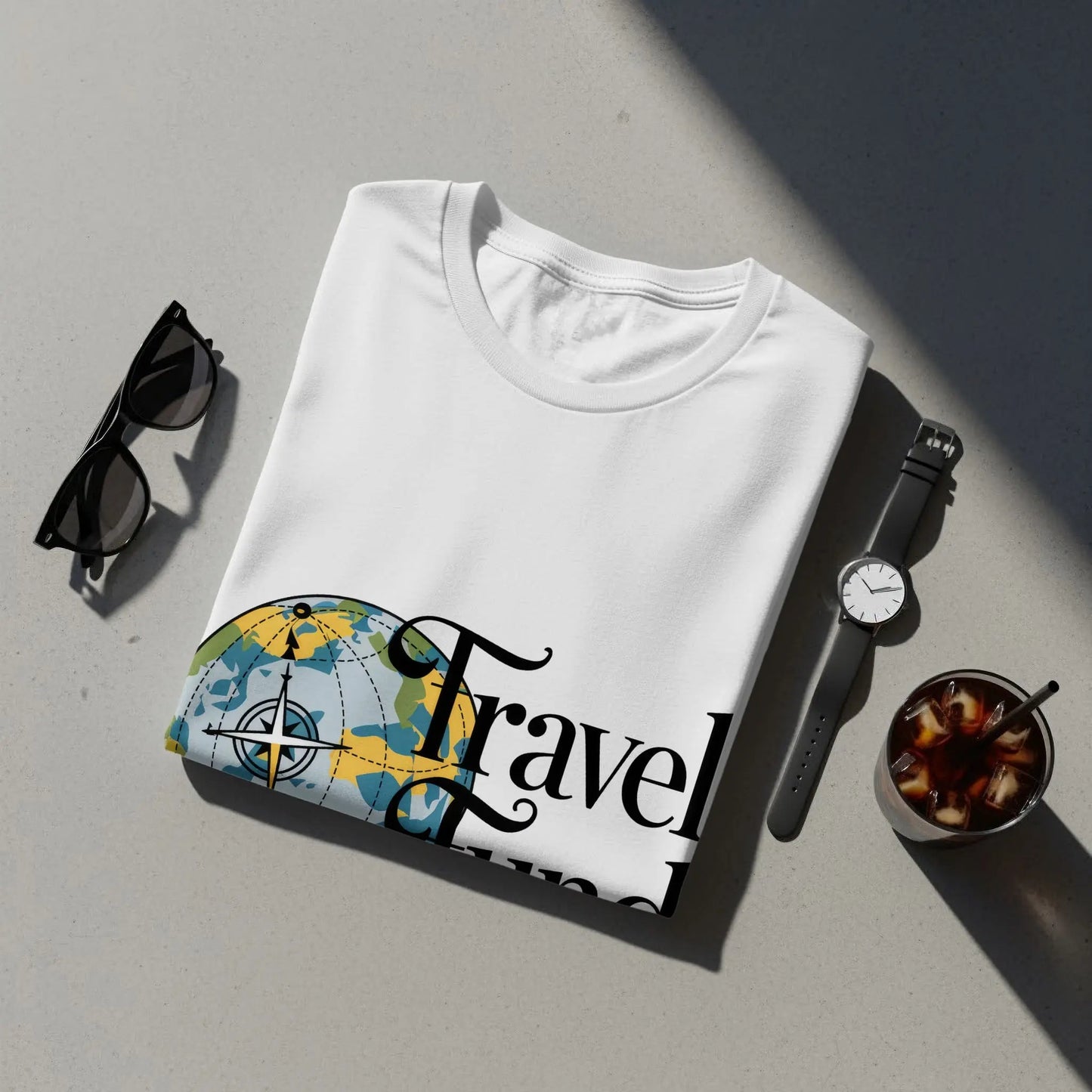 Travel Fund T-Shirt: Earth Compass Globe Artistic Design