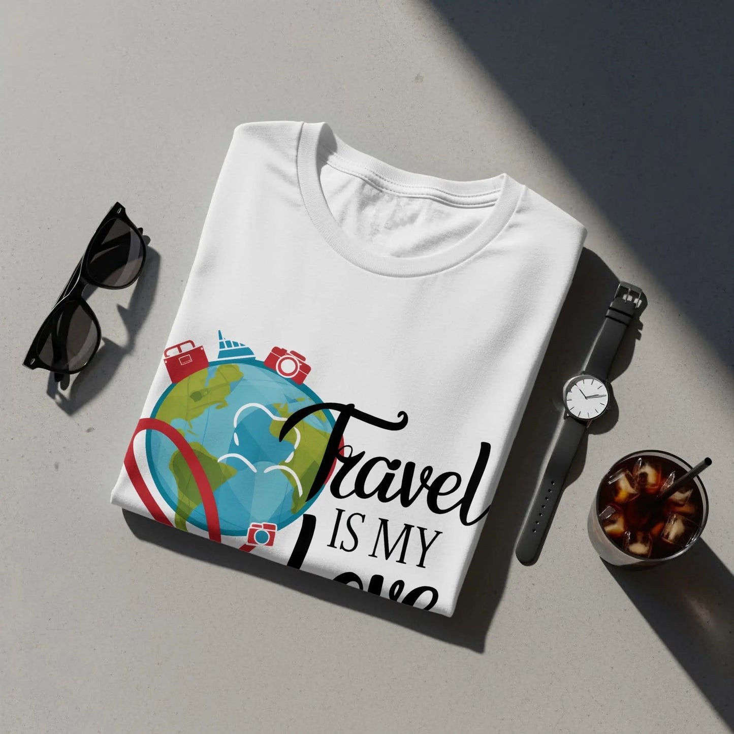 Travel Lover T-Shirt: "Travel Is My Love Language" Earth Globe Tee