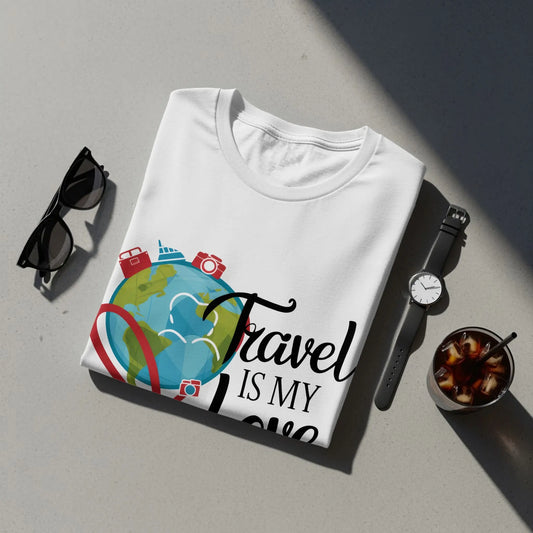 Travel Lover T-Shirt: "Travel Is My Love Language" Earth Globe Tee