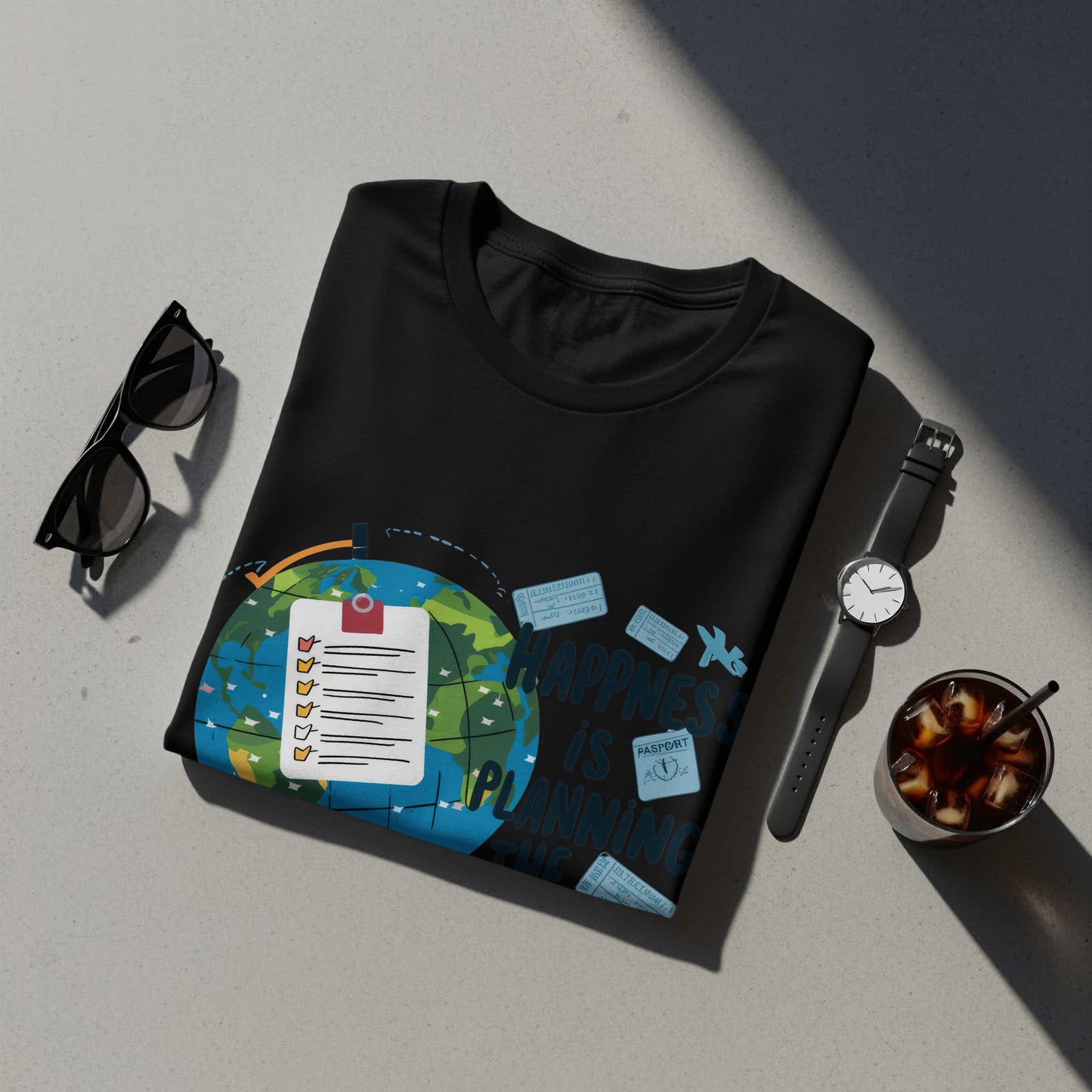 Funny Traveler T-Shirt: "Happiness Is Planning the Next Trip" Planner