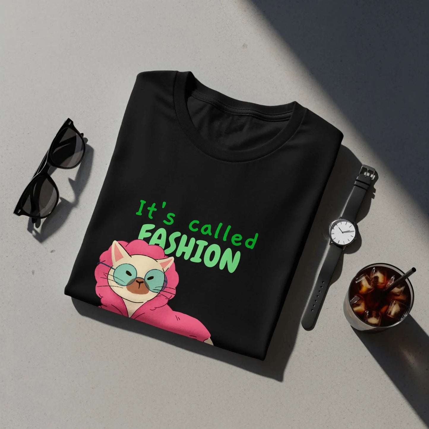 "It's Called Fashion Look It Up" Cat Graphic T-Shirts Boofy