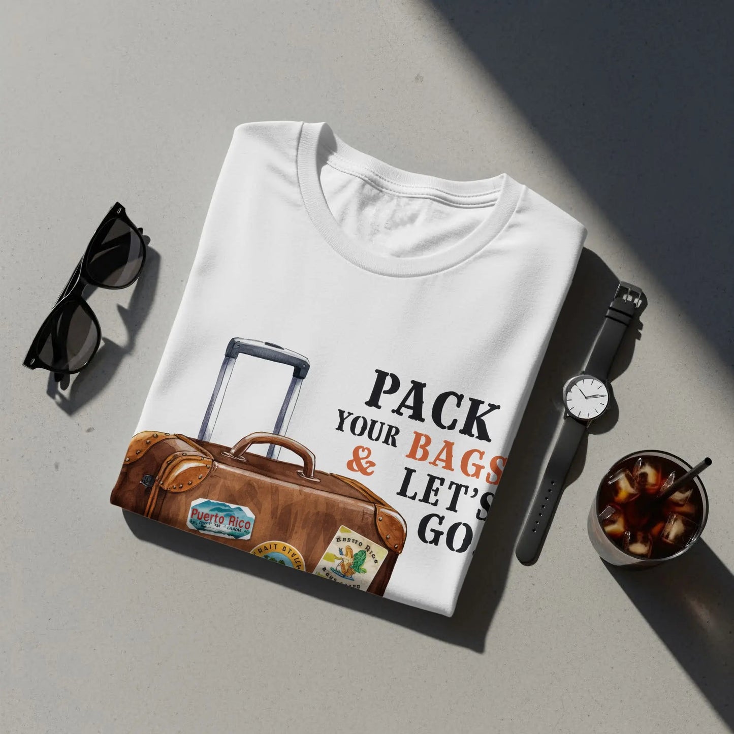 Adventure T-Shirt: "Pack Your Bags And Let's Go" Traveler Tee