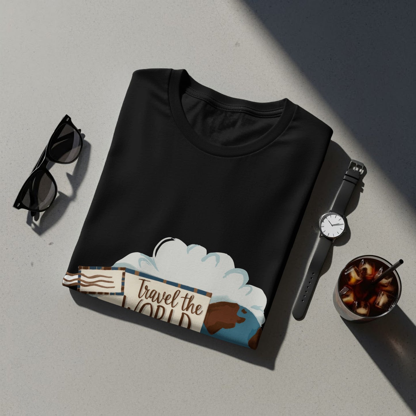 Adventure Travel T-Shirt: "Explore Adventure Travel the World" Globe Art