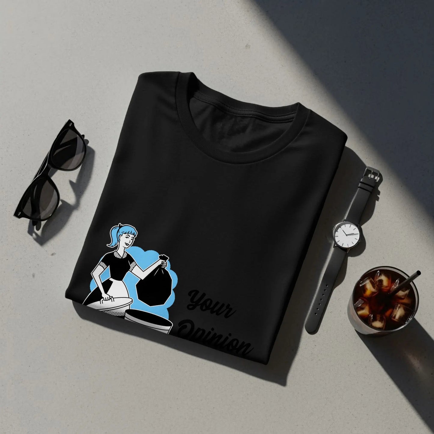 Retro Maid Disposing Your Opinion Graphic T-Shirts Boofy