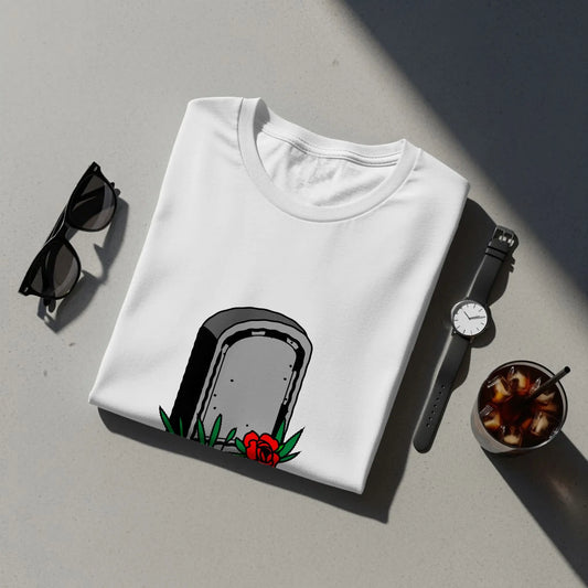 Funny Grave Humorous Print Statement T-Shirts Boofy