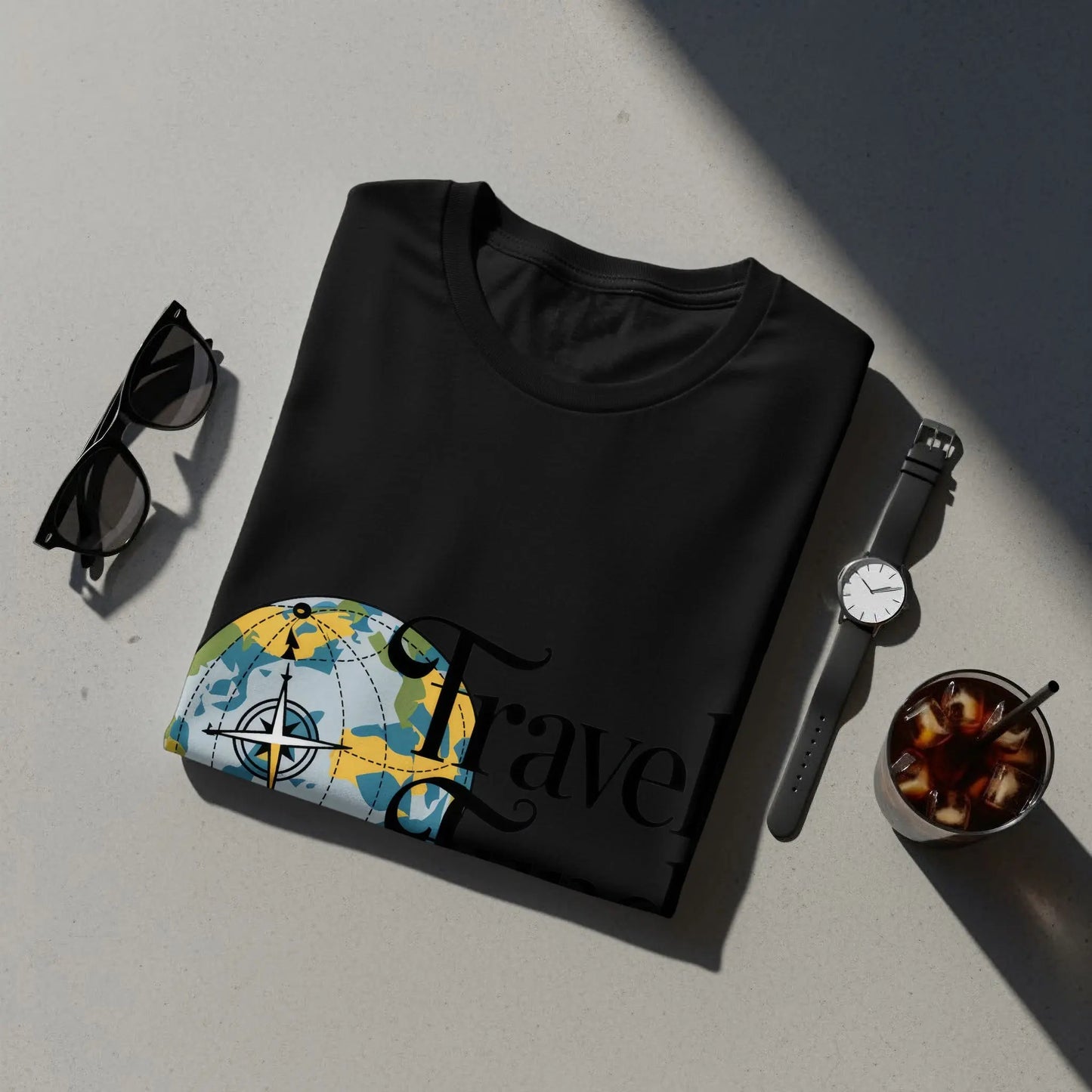 Travel Fund T-Shirt: Earth Compass Globe Artistic Design