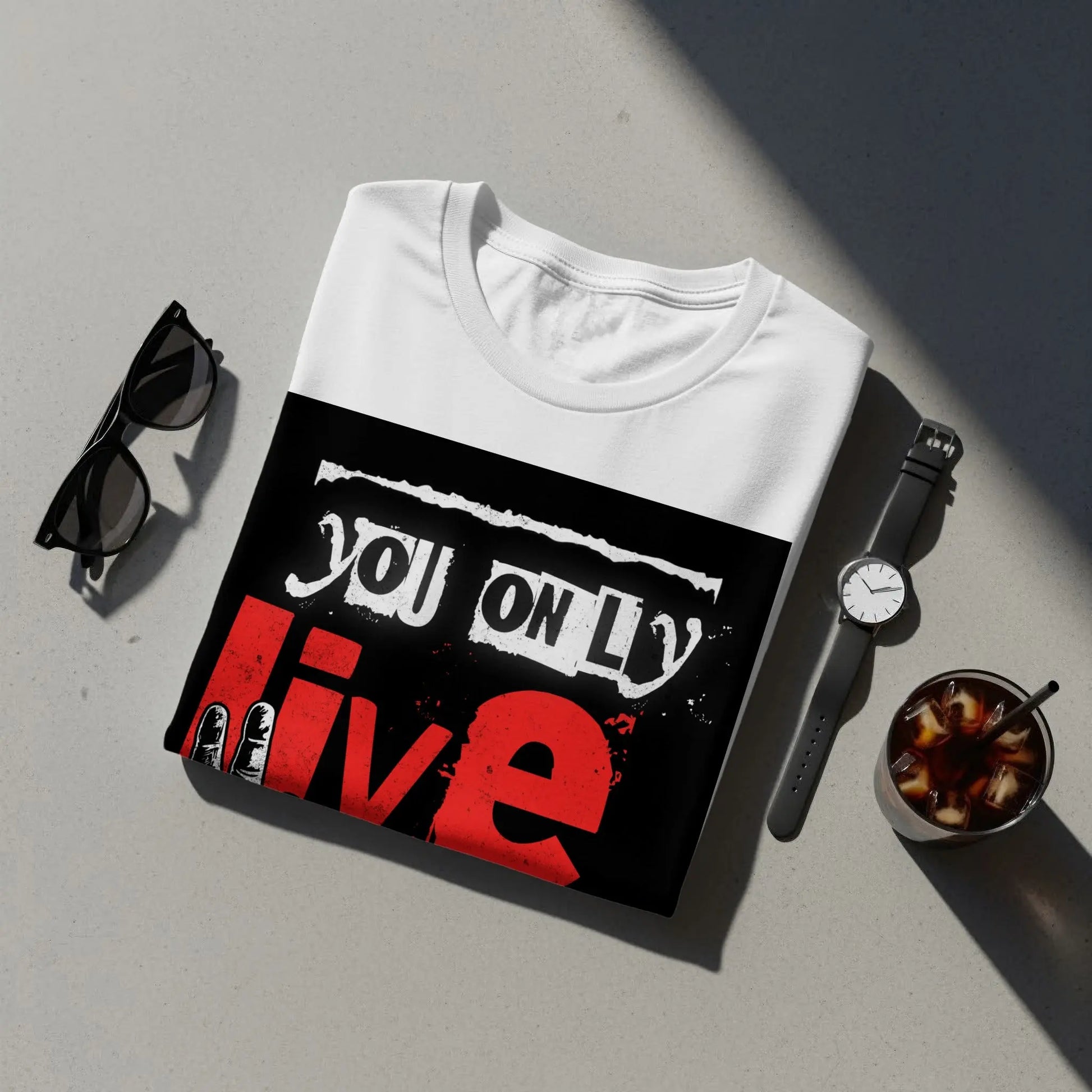 "You Only Live Once" Hand Graphic T-Shirt Boofy