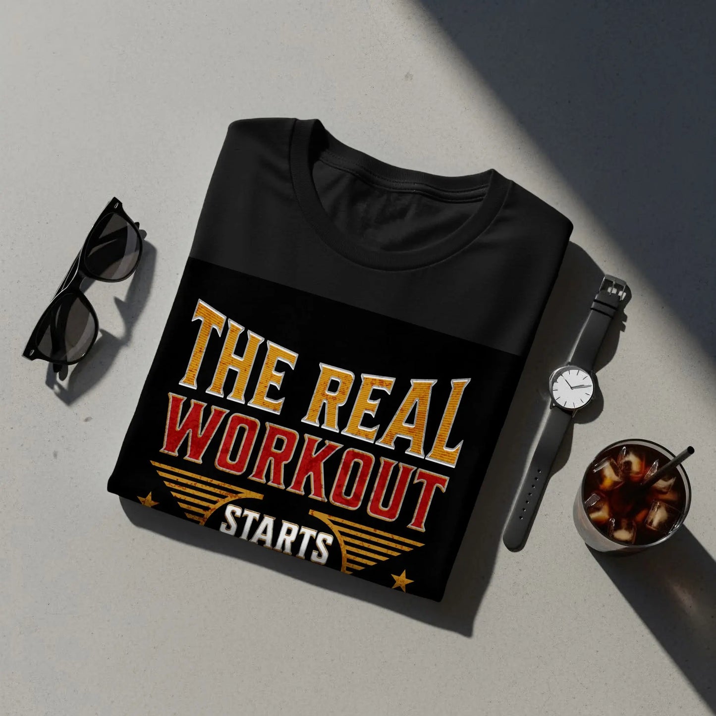 "The Real Workout Starts" Gym T-Shirt Boofy