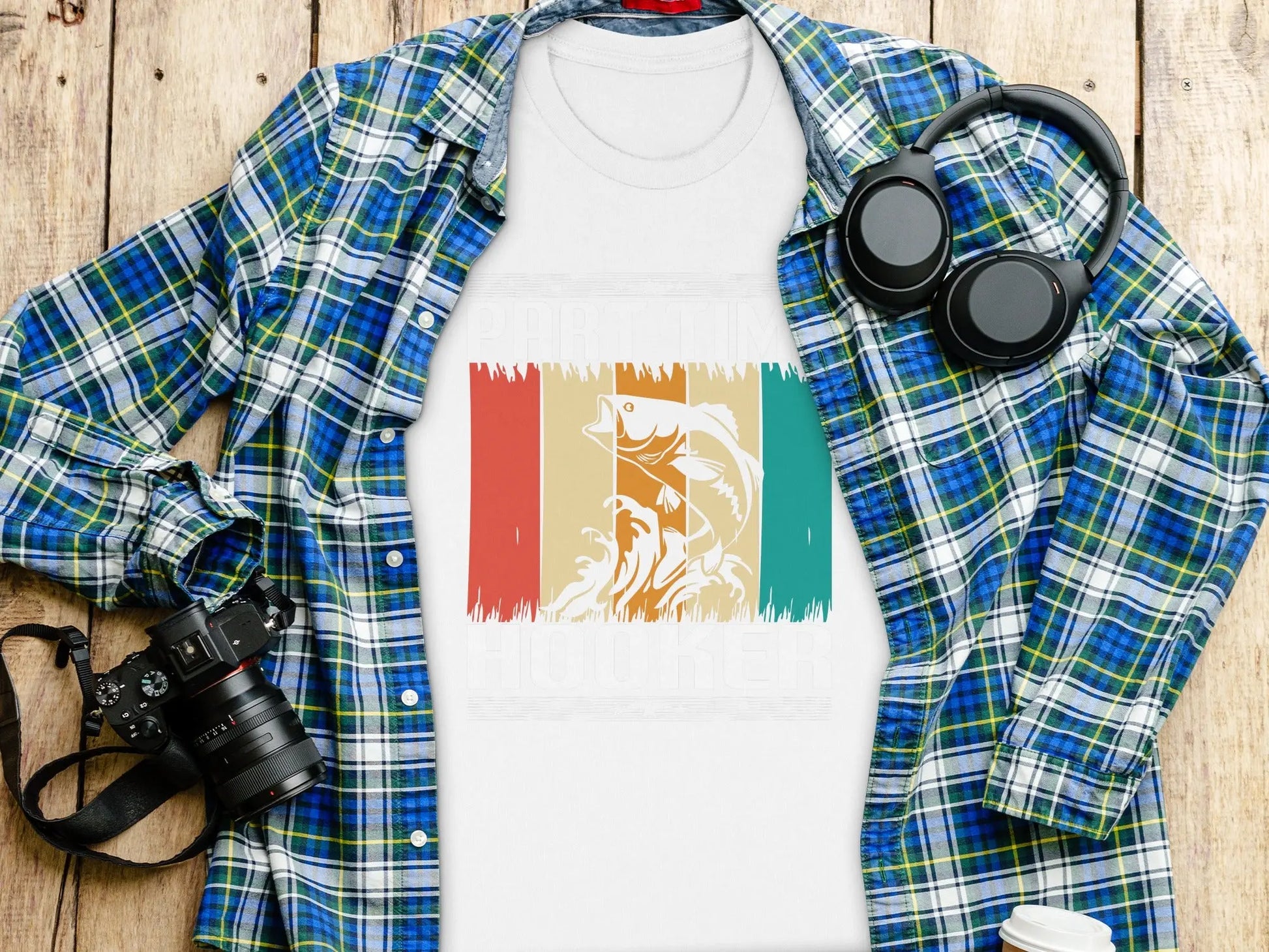 Bold Art Style Fish and Waves T-Shirt Boofy