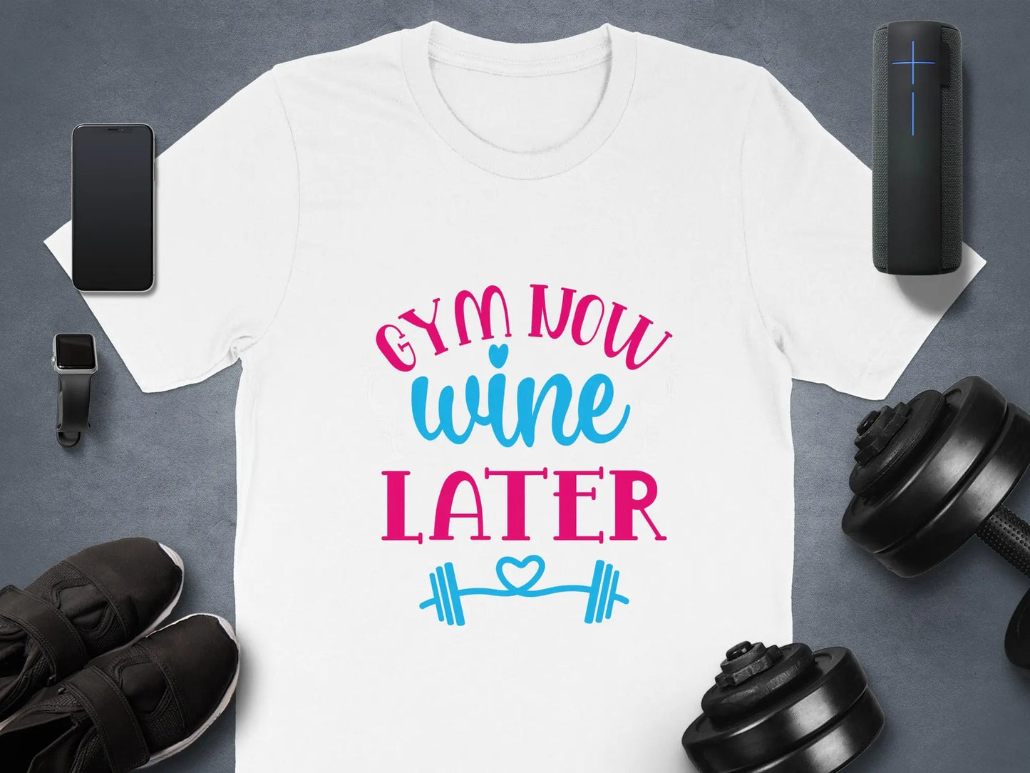 Fun "Gym Now Wine Later" Printed T-Shirt Boofy