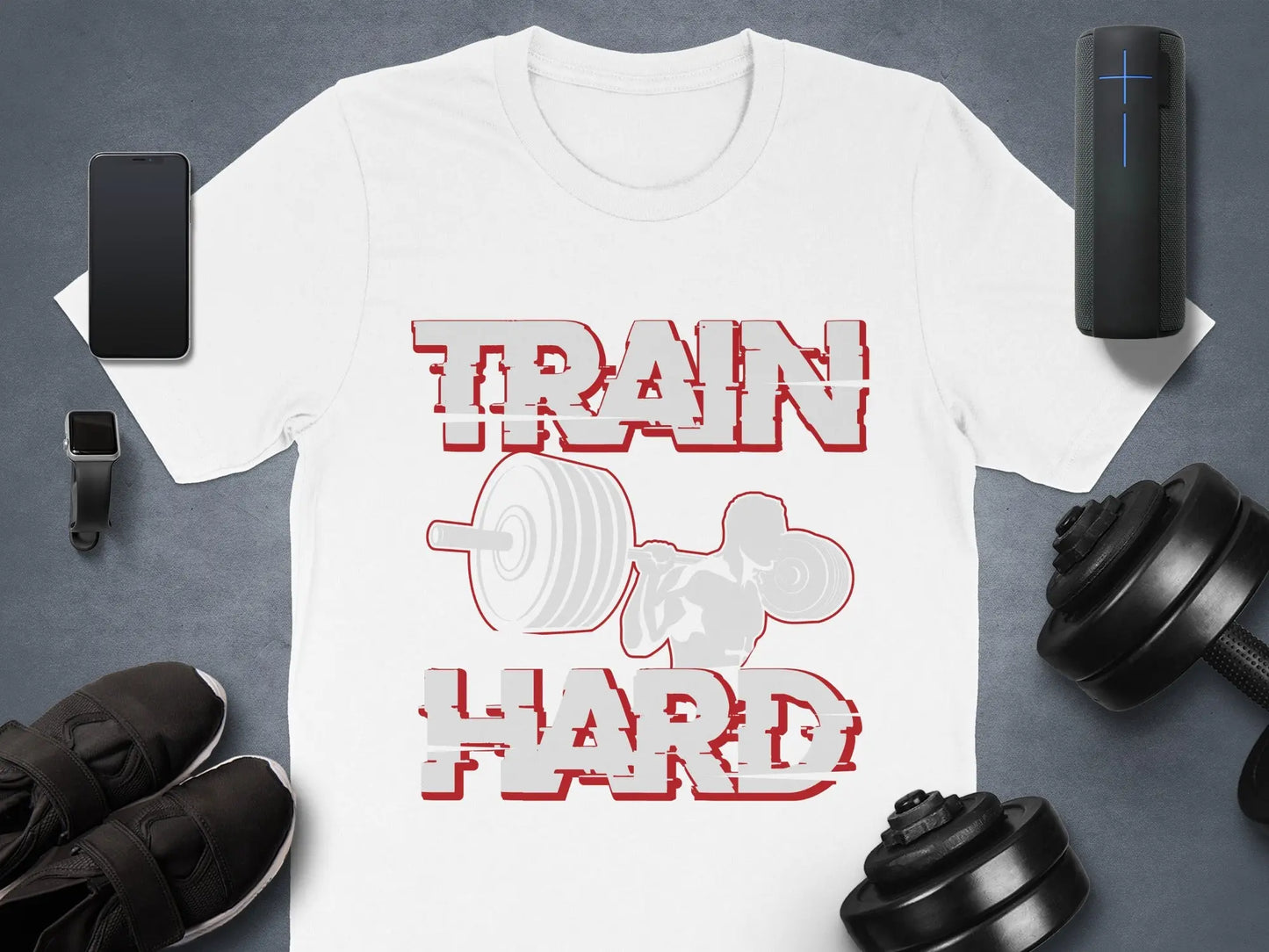 "Train Hard" Bodybuilder Fitness Gym Graphic T-Shirts Boofy