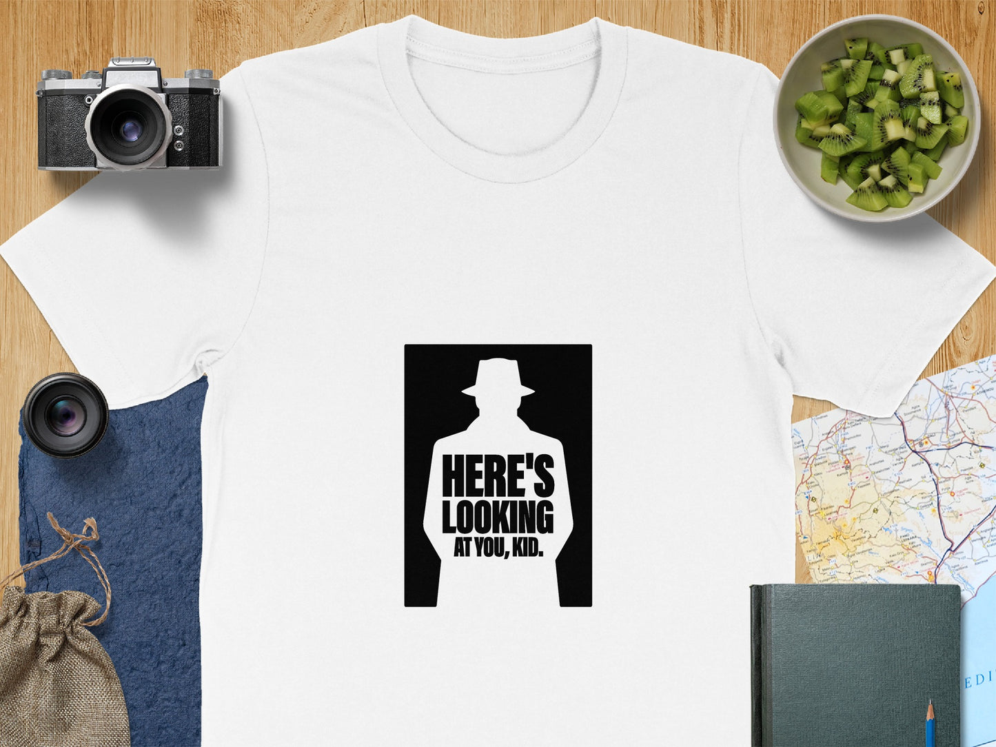 Classic Film T-Shirt: "Here's Looking at You Kid" Silhouette Graphic
