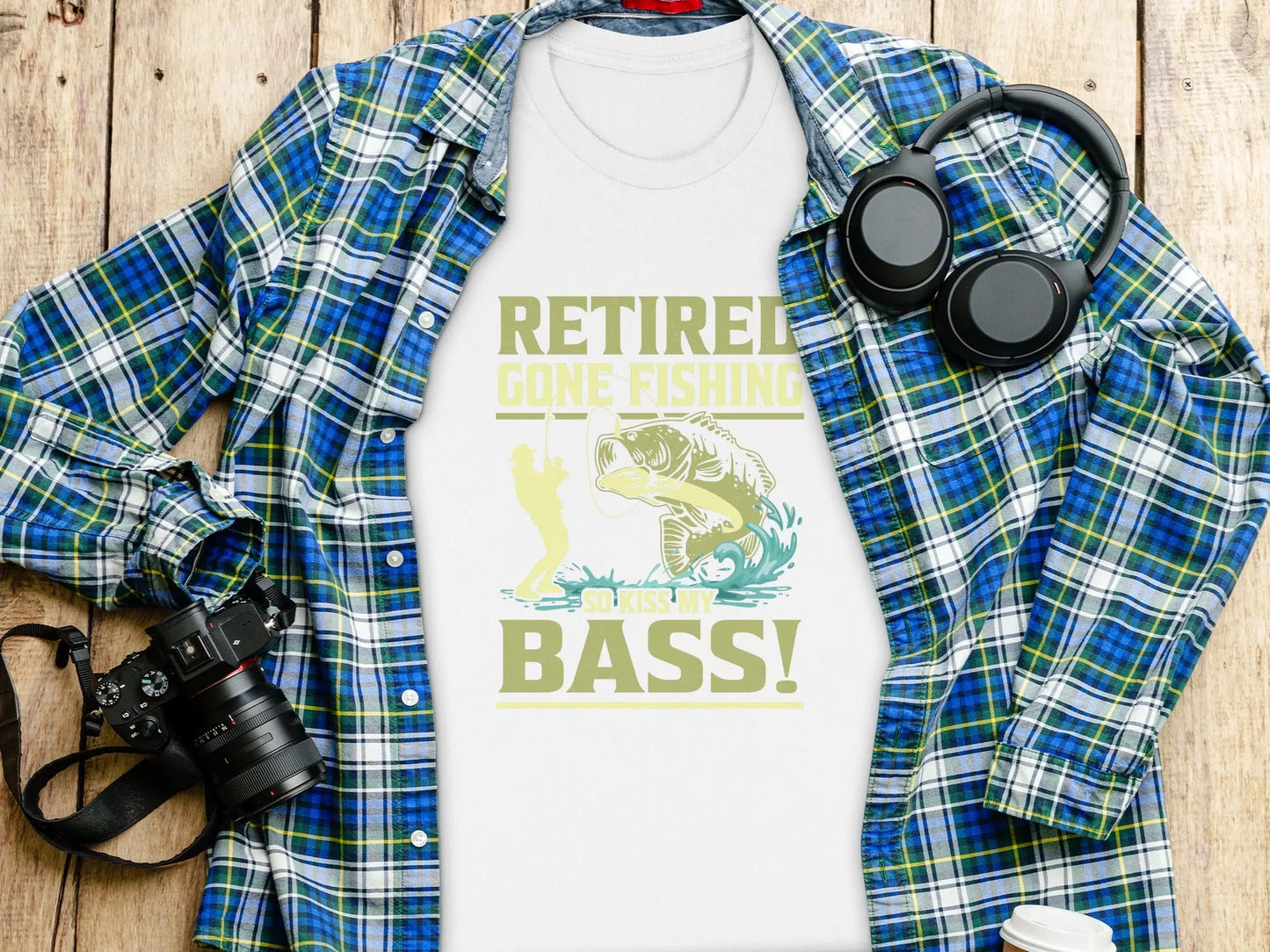Retired "Kiss My Bass" Funny Fisherman T-Shirt Boofy