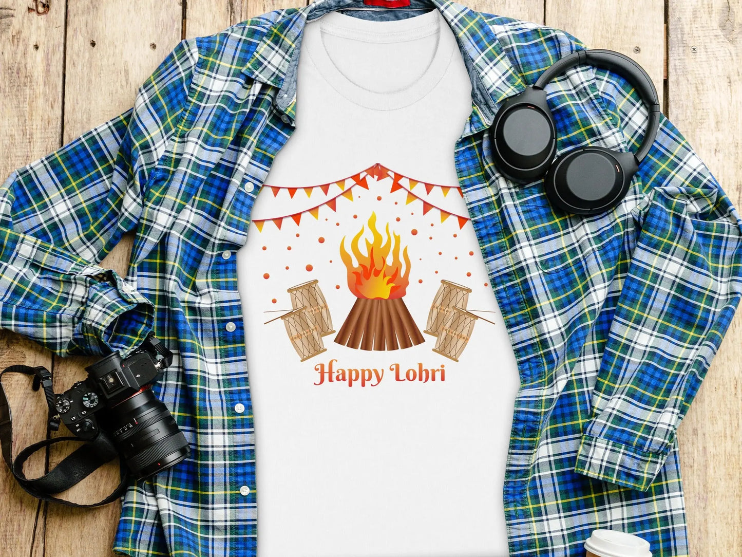Celebrate Lohri Festival with Drums and Bonfire T-Shirts Boofy