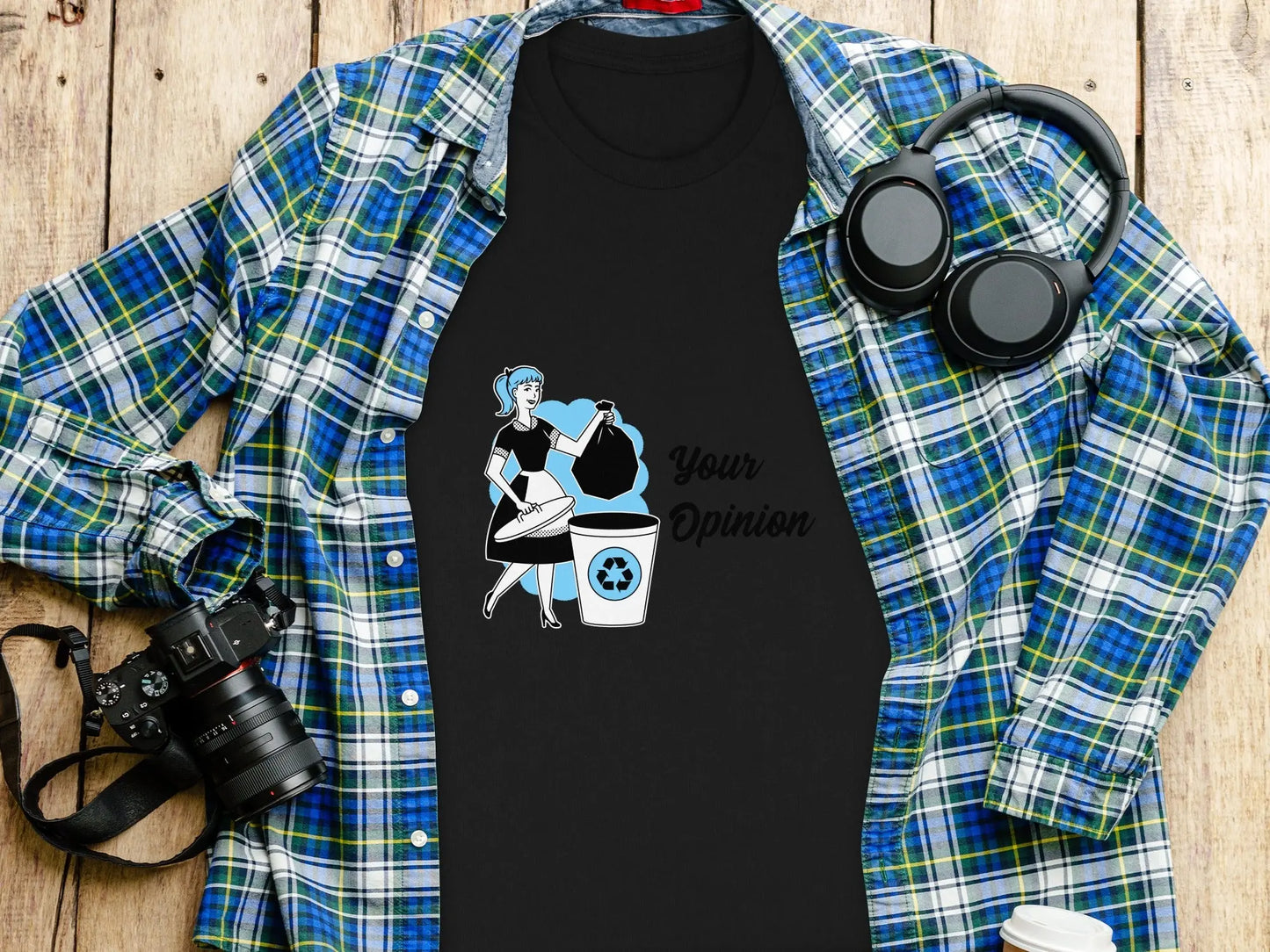 Retro Maid Disposing Your Opinion Graphic T-Shirts Boofy