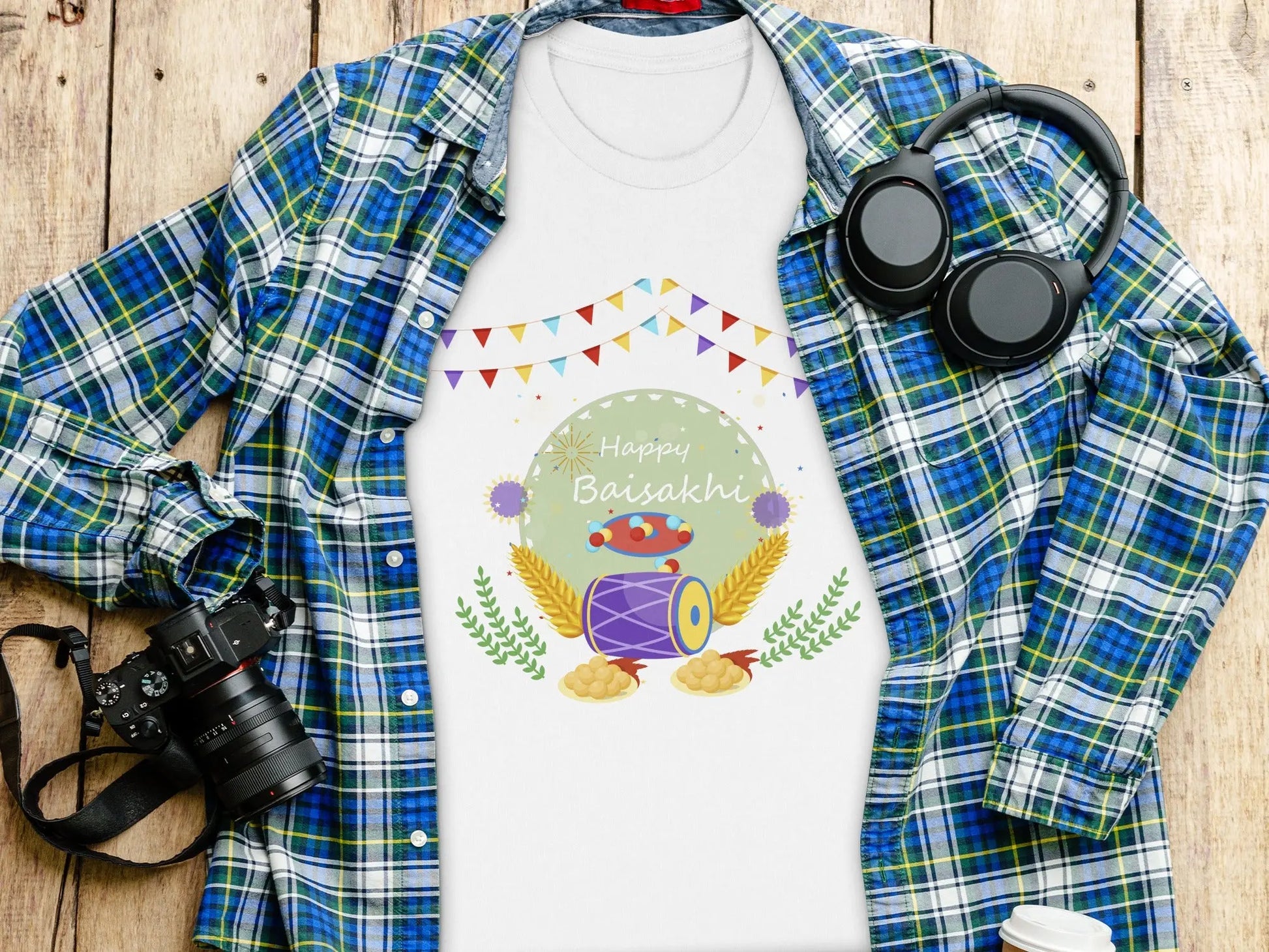 Happy Baisakhi Celebration Festivities Design for T-Shirts Boofy