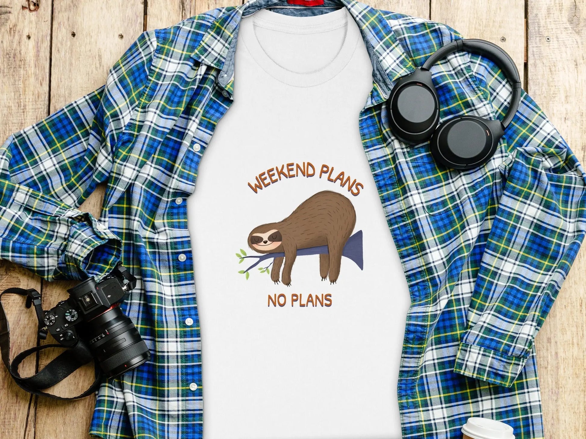 Relaxed Sloth Weekend Plans No Plans T-Shirts Boofy