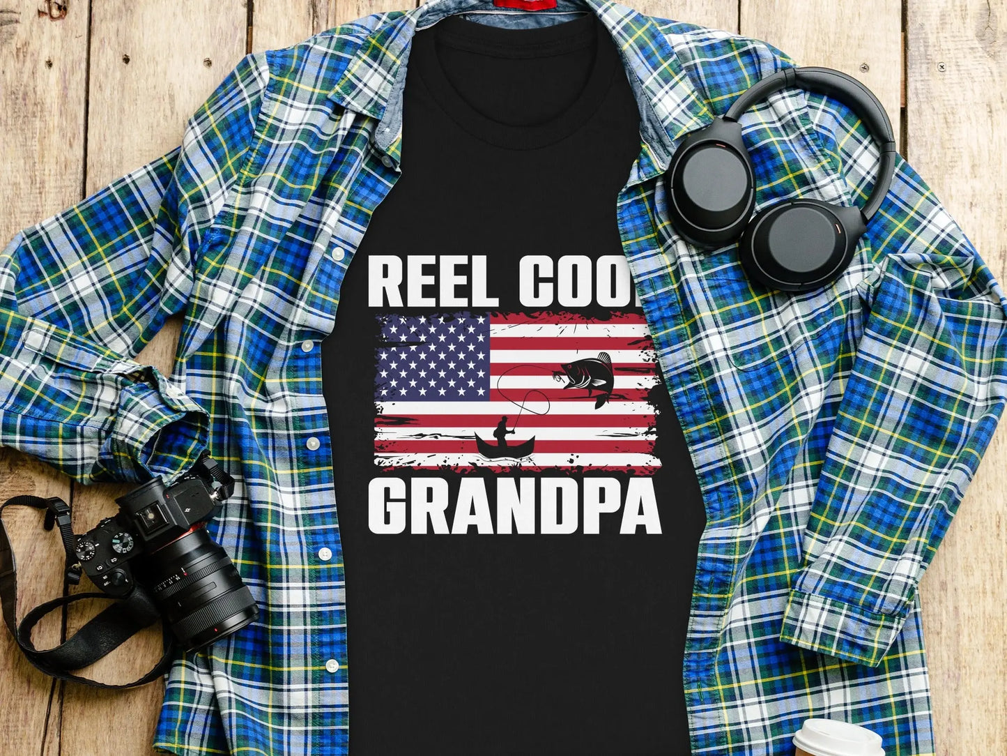 Patriotic Grandpa Fishing T-Shirt Boofy