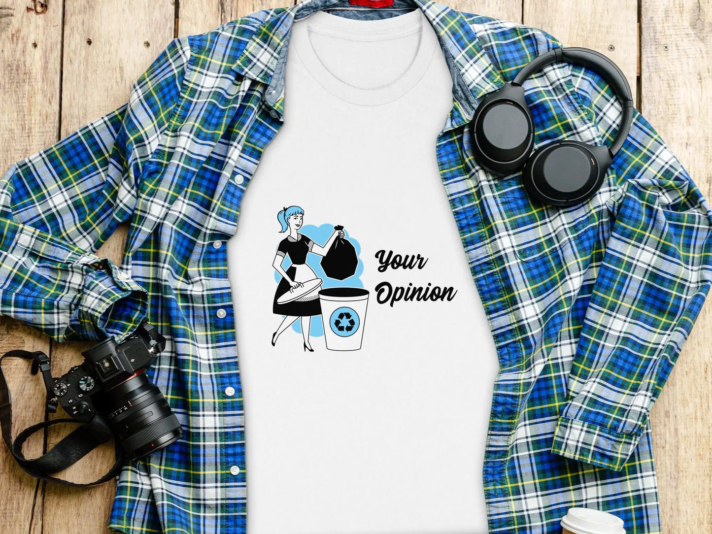 Retro Maid Disposing Your Opinion Graphic T-Shirts Boofy