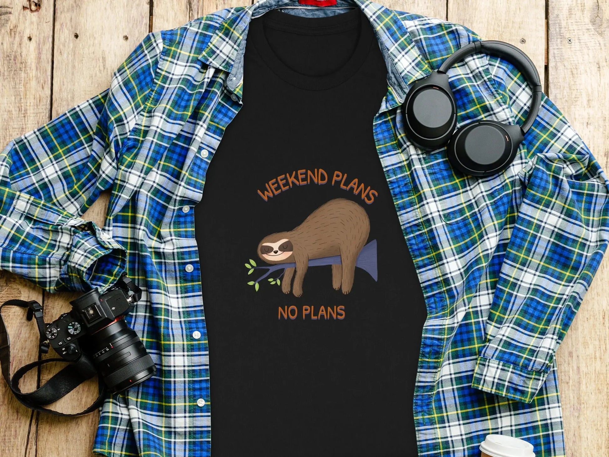 Relaxed Sloth Weekend Plans No Plans T-Shirts Boofy
