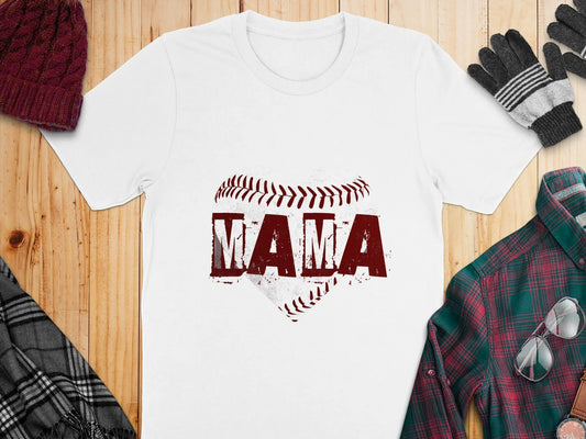 Baseball Love Mama Graphic Heart T-Shirts Boofy