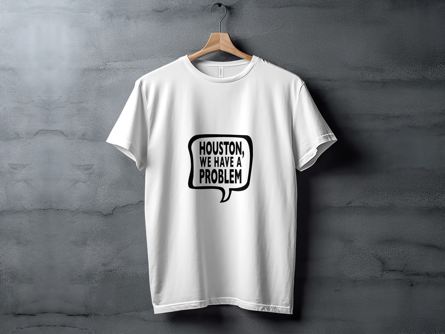 Iconic Space T-Shirt: "Houston We Have A Problem" Graphic Text Design