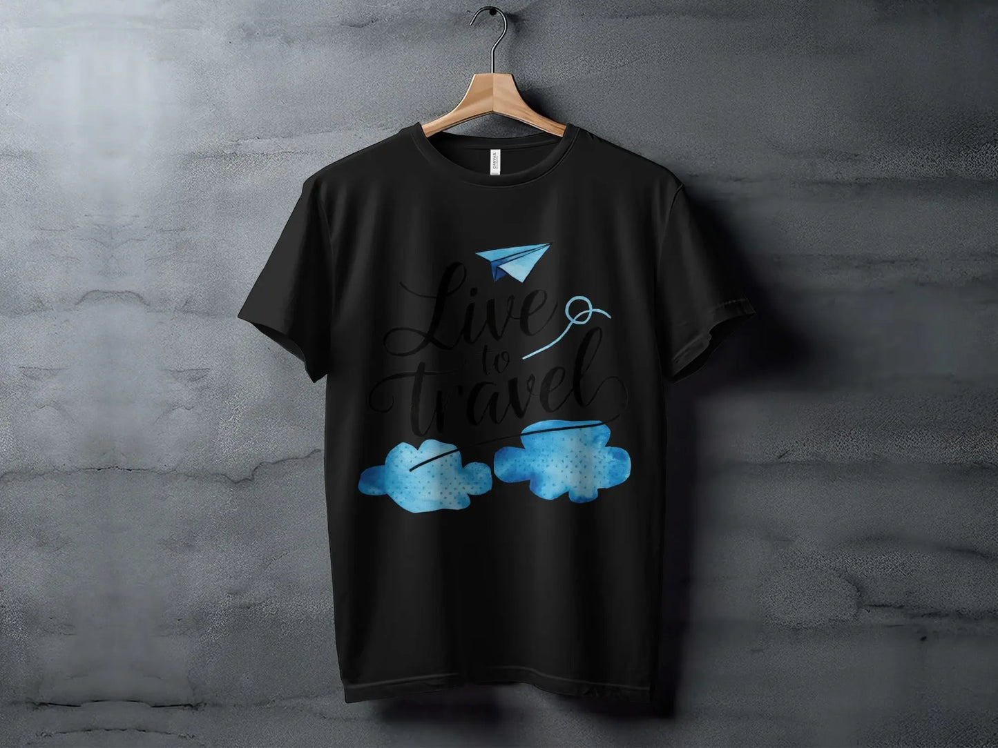 nspirational Travel T-Shirt: "Live to Travel" Paper Airplane Graphic