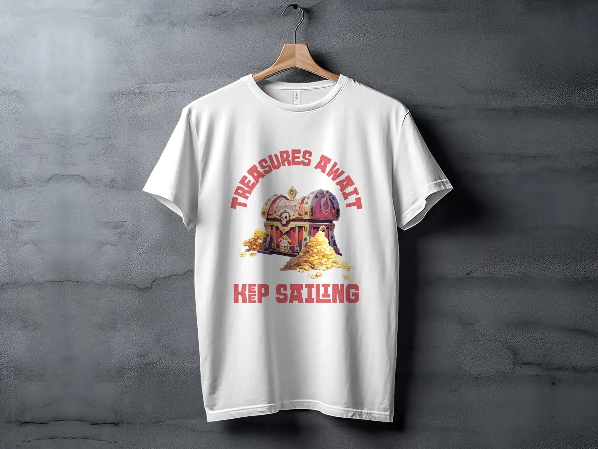 Treasures Await Keep Sailing Pirate Treasure Chest T-Shirt Boofy