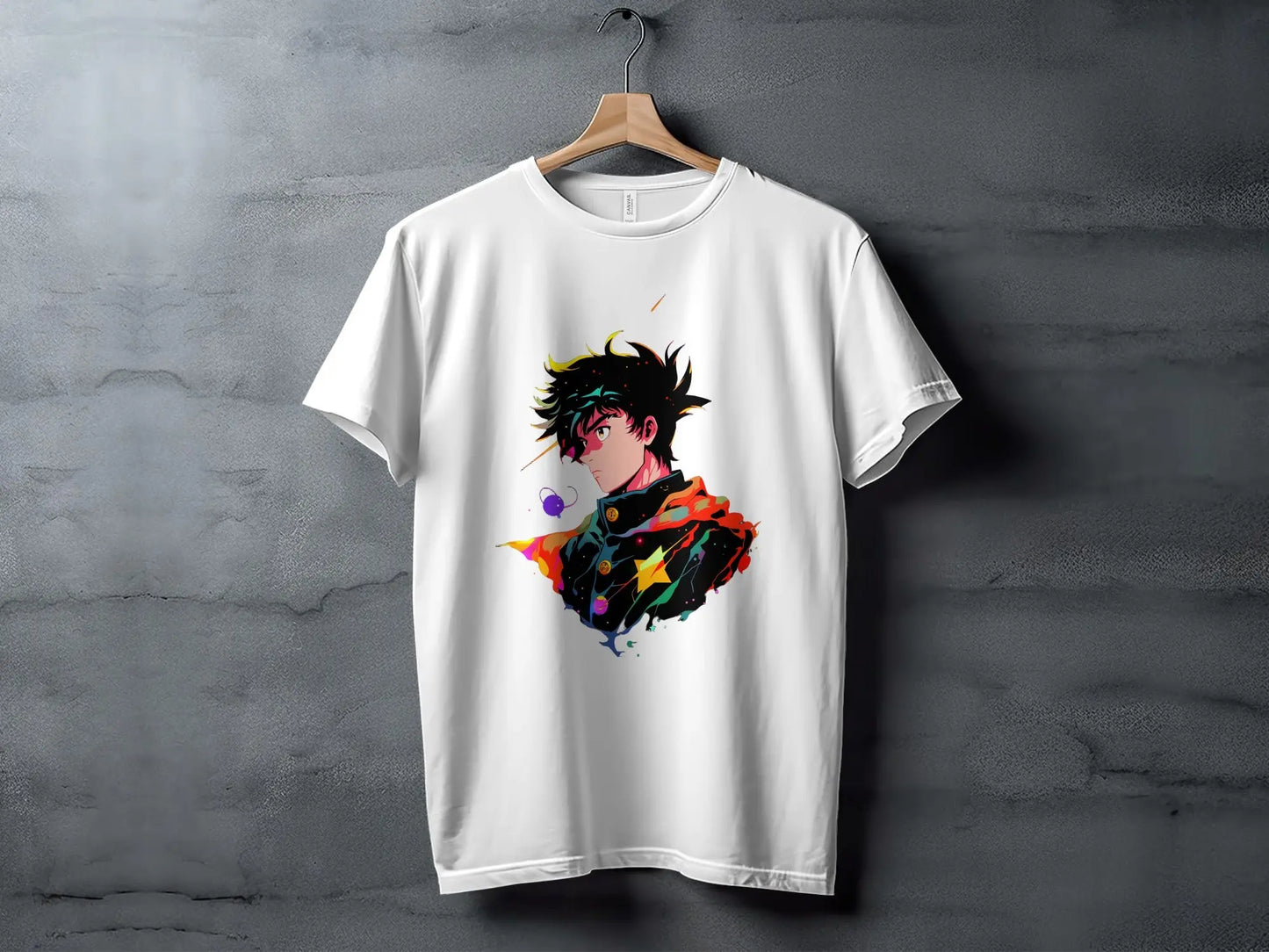 Anime Boy Profile View with Abstract Star Designs T-Shirt Boofy