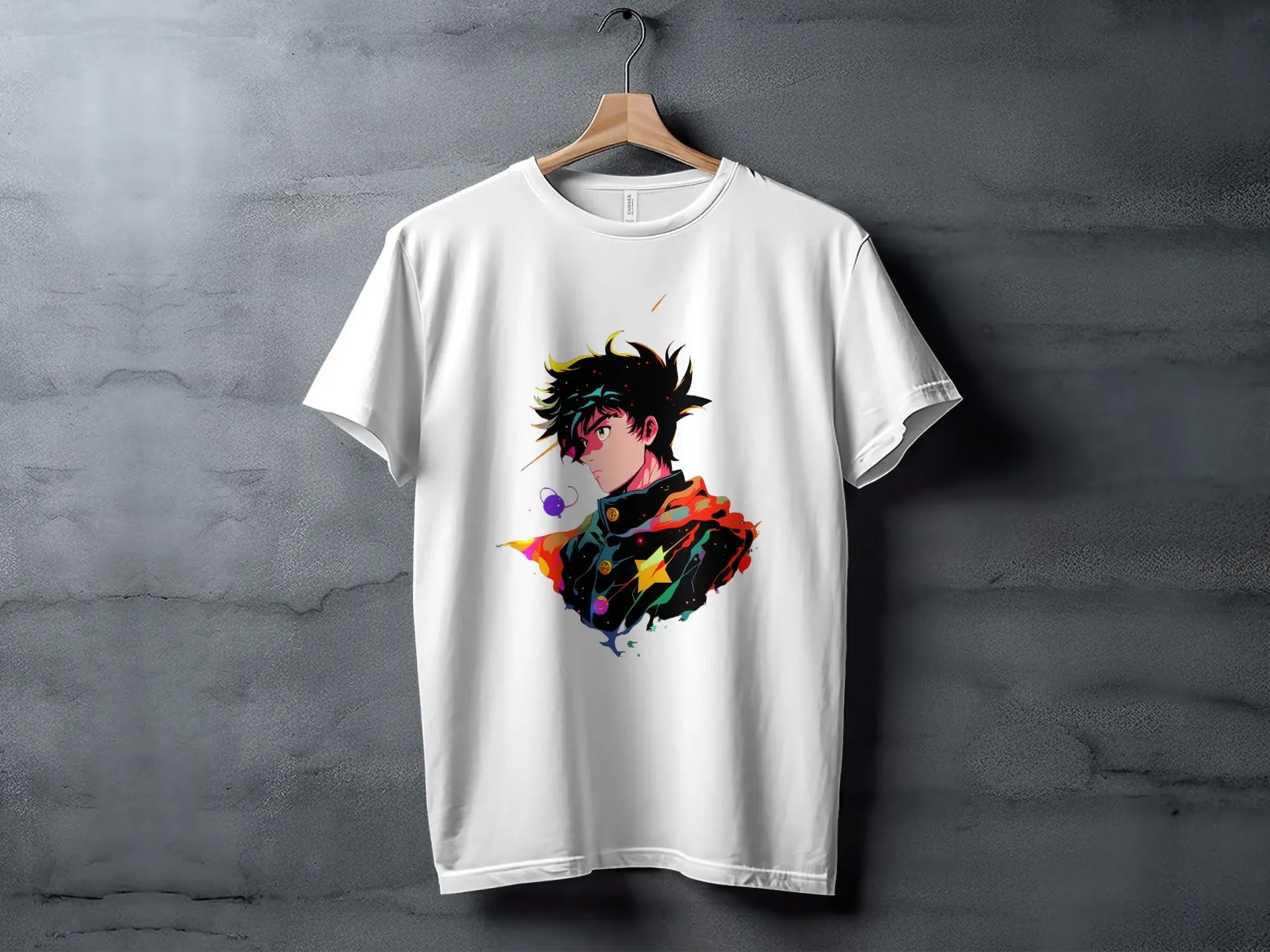 Anime Boy Profile View with Abstract Star Designs T-Shirt Boofy