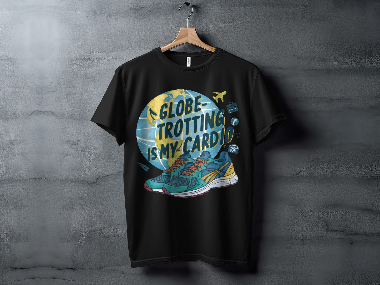 Traveler Fitness T-Shirt: "Globe-Trotting Is My Cardio" Trendy Graphic
