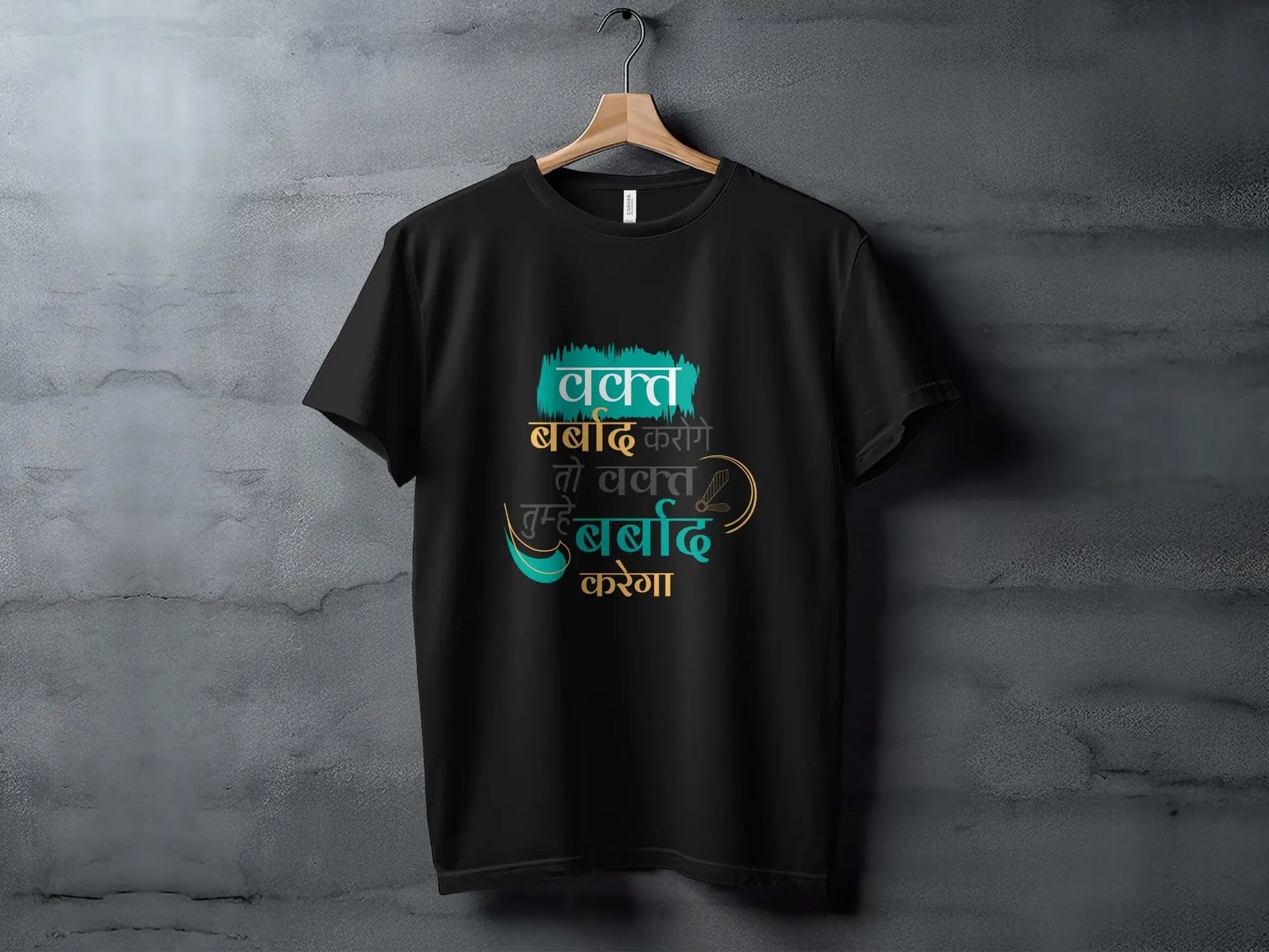 Hindi Quote Saying About Time Design Graphic T-Shirts Boofy
