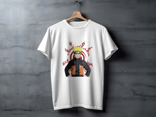Anime Character Naruto Uzumaki with Symbols Design T-Shirt Boofy